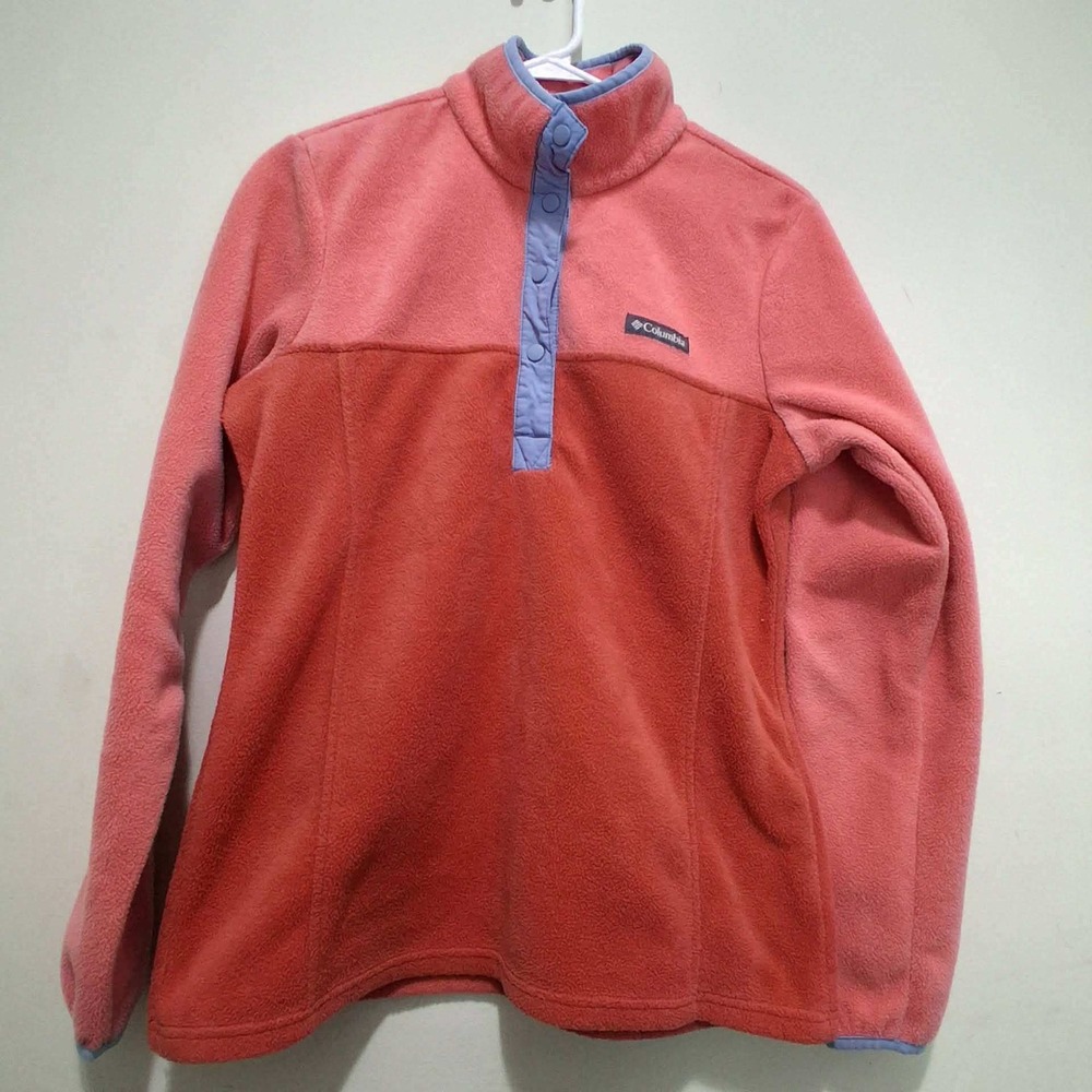 Columbia Benton Springs Womens Small Fleece Snap Pullover Coral‎ Orange 1860991